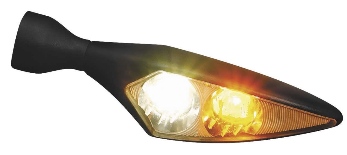 2540 Micro Rhombus Front Left White & Amber Light, Black Housing