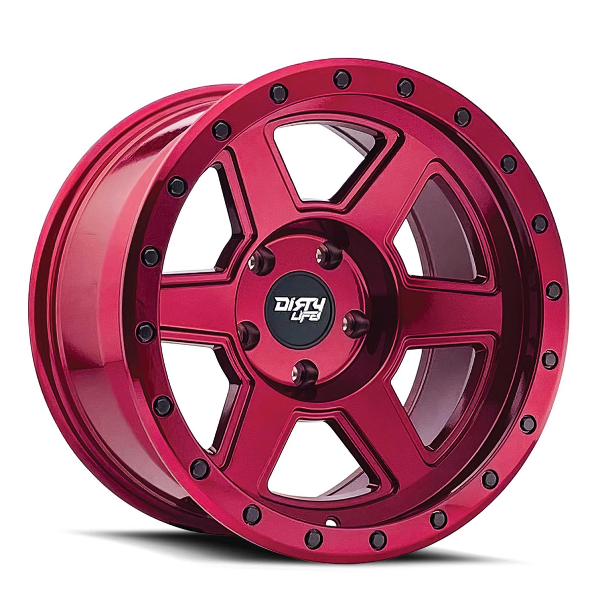 9315-7983R12 17 x 9 in. Compound 6 x 139.7 mm Bolt Pattern -12 mm Offset 106 mm Hub Wheel, Crimson Candy Red