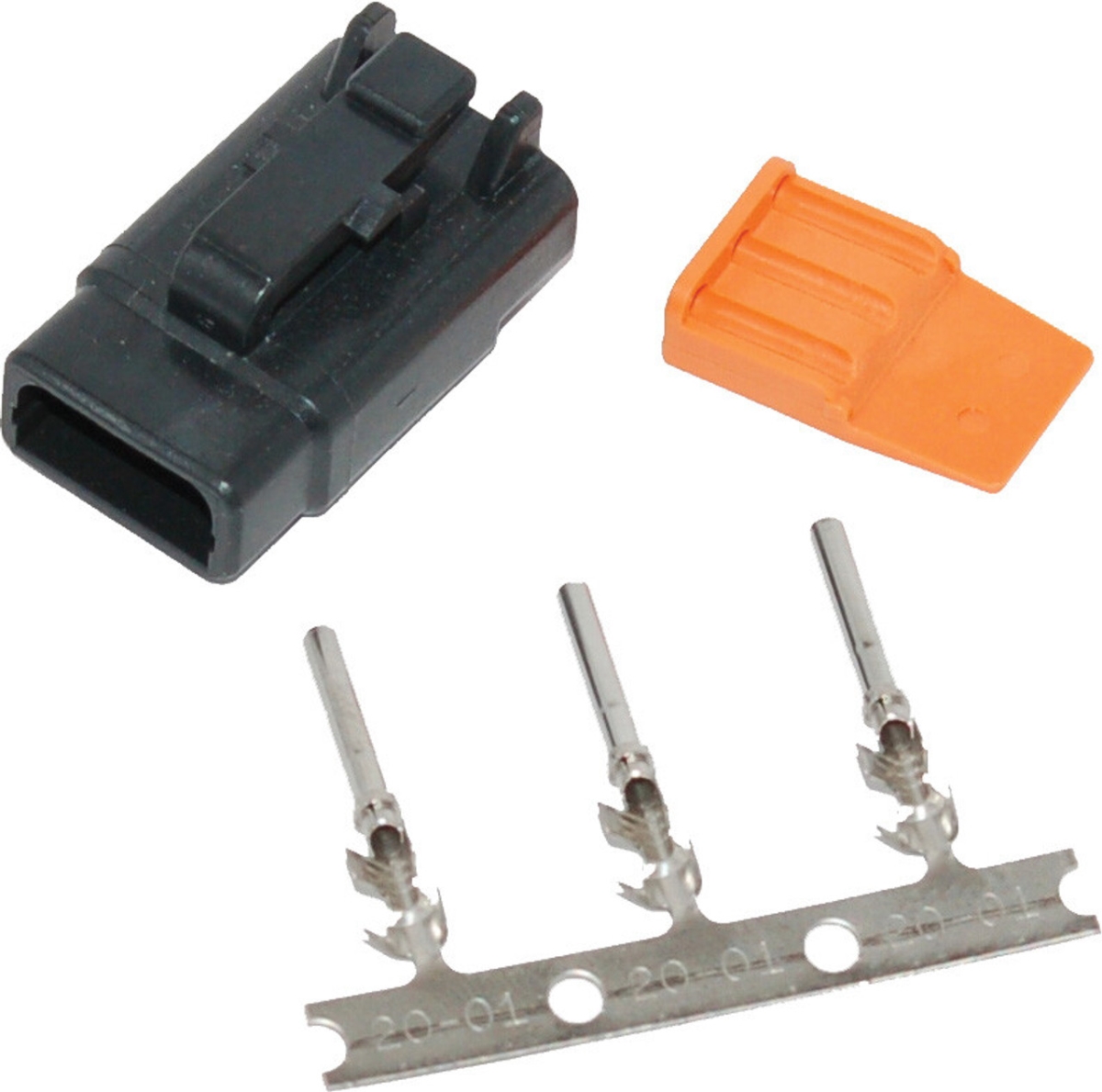 MDP-3B Deutsch DTM 3-Position Plug with 3 Stamped Terminals & Wedgelock, Black