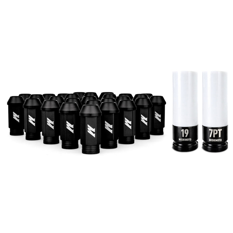 MMLG-15-27LBK M12x1.5 Aluminum Locking Lug Nuts Set, Black - 27 Piece
