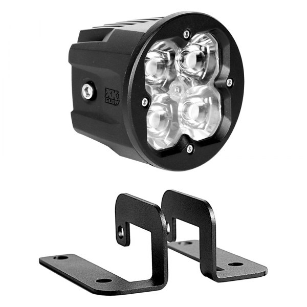 XKGLOW Round XKchrome 20w LED Cube Light w/ RGB Accent Light & Fog Light Bracket (249269)