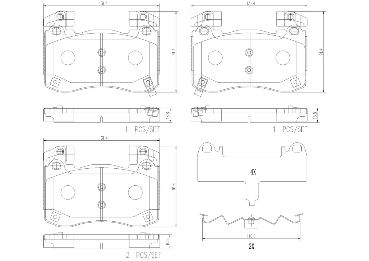 P30113N Front NAO Brake Pad for 2018-2021 Genesis G70