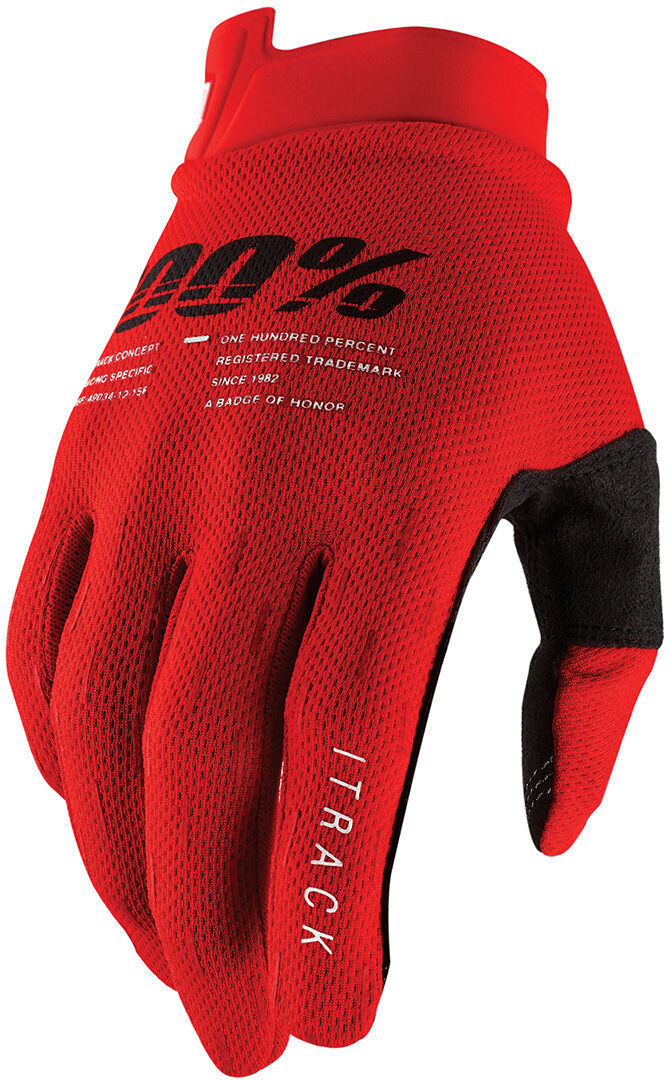 Picture of 100 Percent 10008-00019 Itrack Youth Motocross Gloves&#44; Red - 2XL