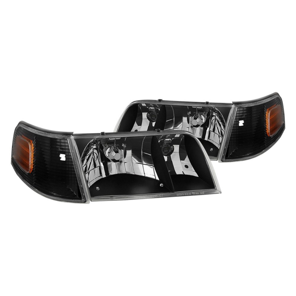 Xtune Crystal Headlights with Corner Lights Set for 1998-2011 Crown Victoria, Black