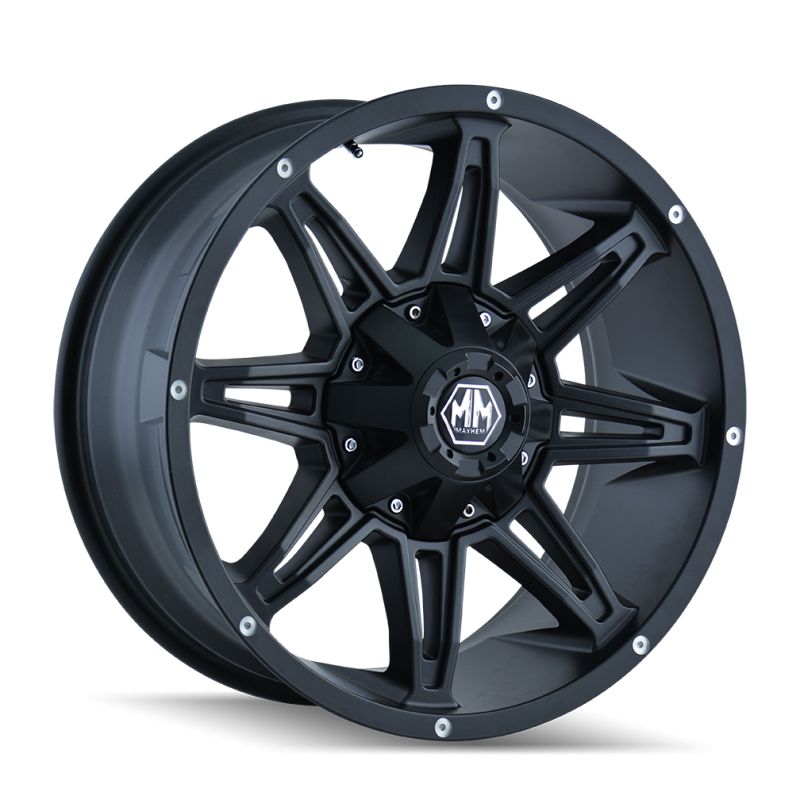 8090-2937MB11 20 x 9 in. 6x135 BP, 11 mm Offset & 106 mm Hub 8090 Rampage Matte Black Wheel