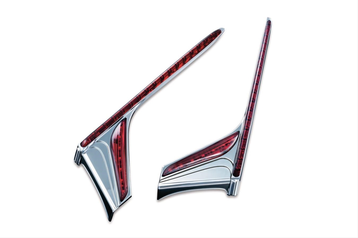 L.E.D. Vertical Rear Light Strips for 12-17 GL1800 - Chrome Red Lens