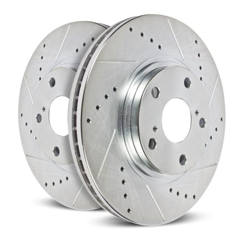 PowerStop JBR1568XPR Front Evolution Drilled & Slotted Rotors for 2016-2017 Lexus GS200t, Pack of 2