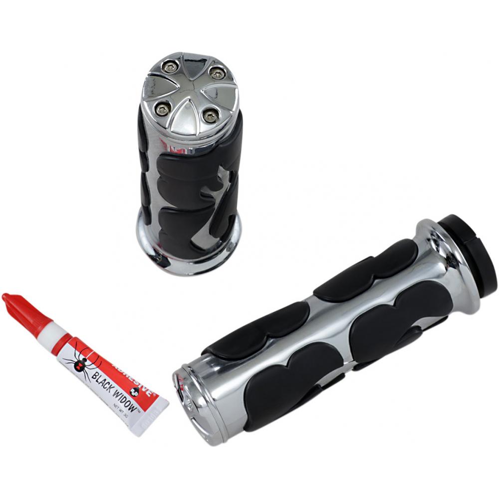 6269 ISO Flame Grips Throttle-By-Wire - Chrome
