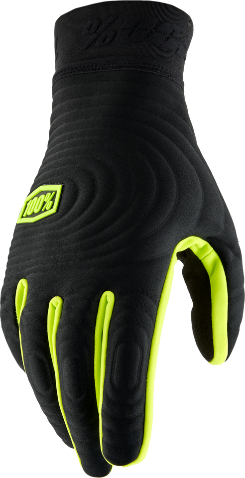 Picture of 100 Percent 10030-00002 Brisker Extreme Cold Weather Gloves - Black & Fluorescent Yellow - Medium