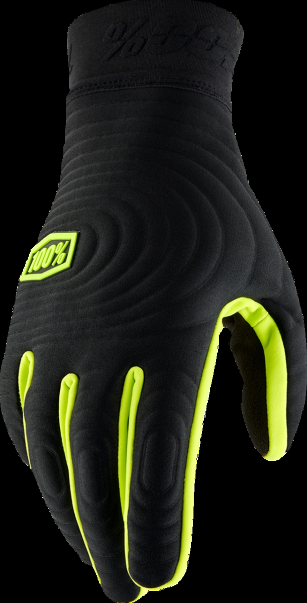 Picture of 100 Percent 10030-00001 Brisker Xtreme Gloves - Black & Fluorescent Yellow - Small