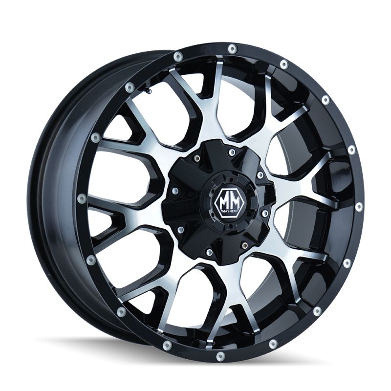 8015-7952B18 17 x 9 in. 5x127 BP, 18 mm Offset & 87 mm Hub 8015 Warrior Black with Machined Face Wheel
