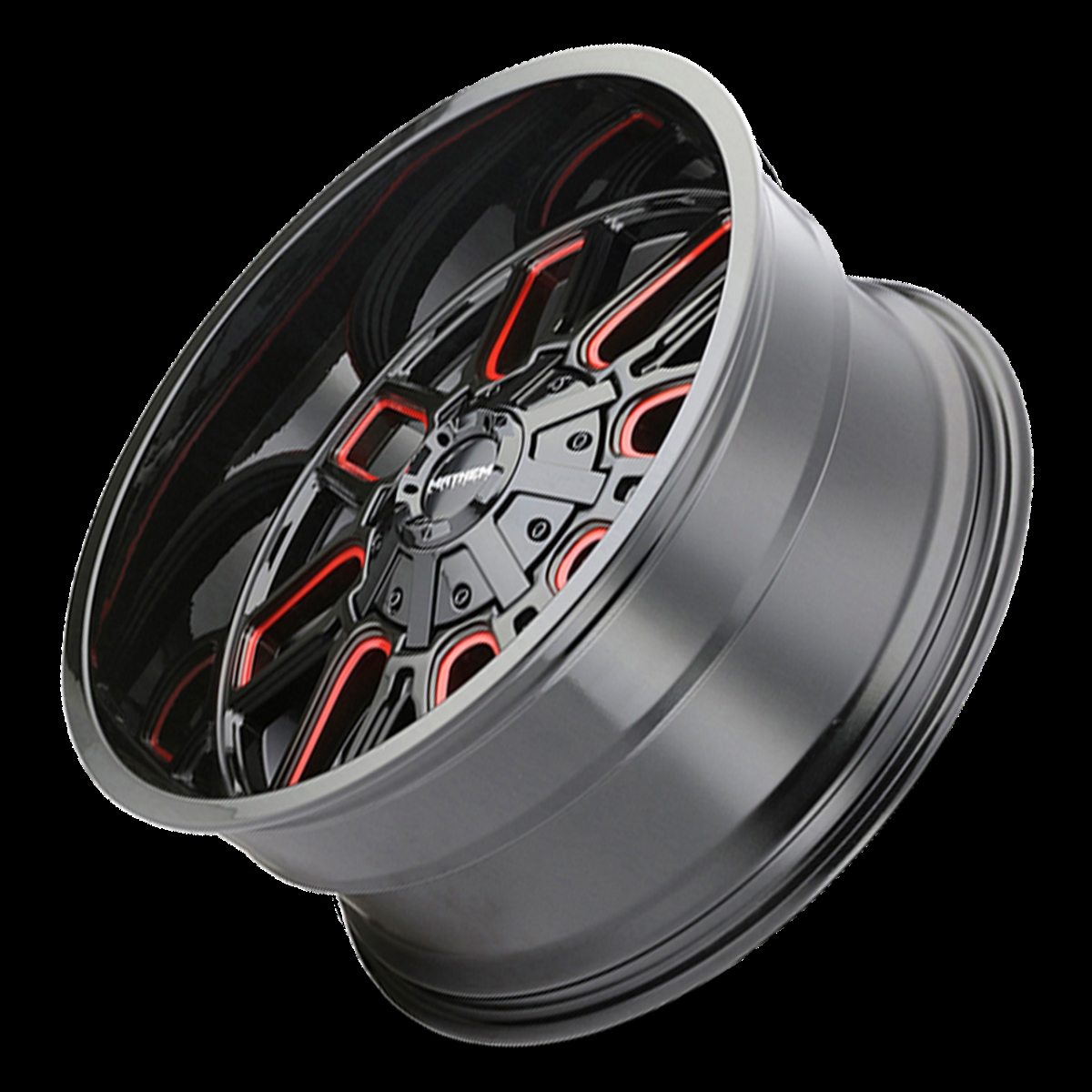 8107-2937BTR 20 x 9 in. 6x135 BP, 0 mm Offset & 106 mm Hub 8107 Cogent Black with Prism Red Wheel