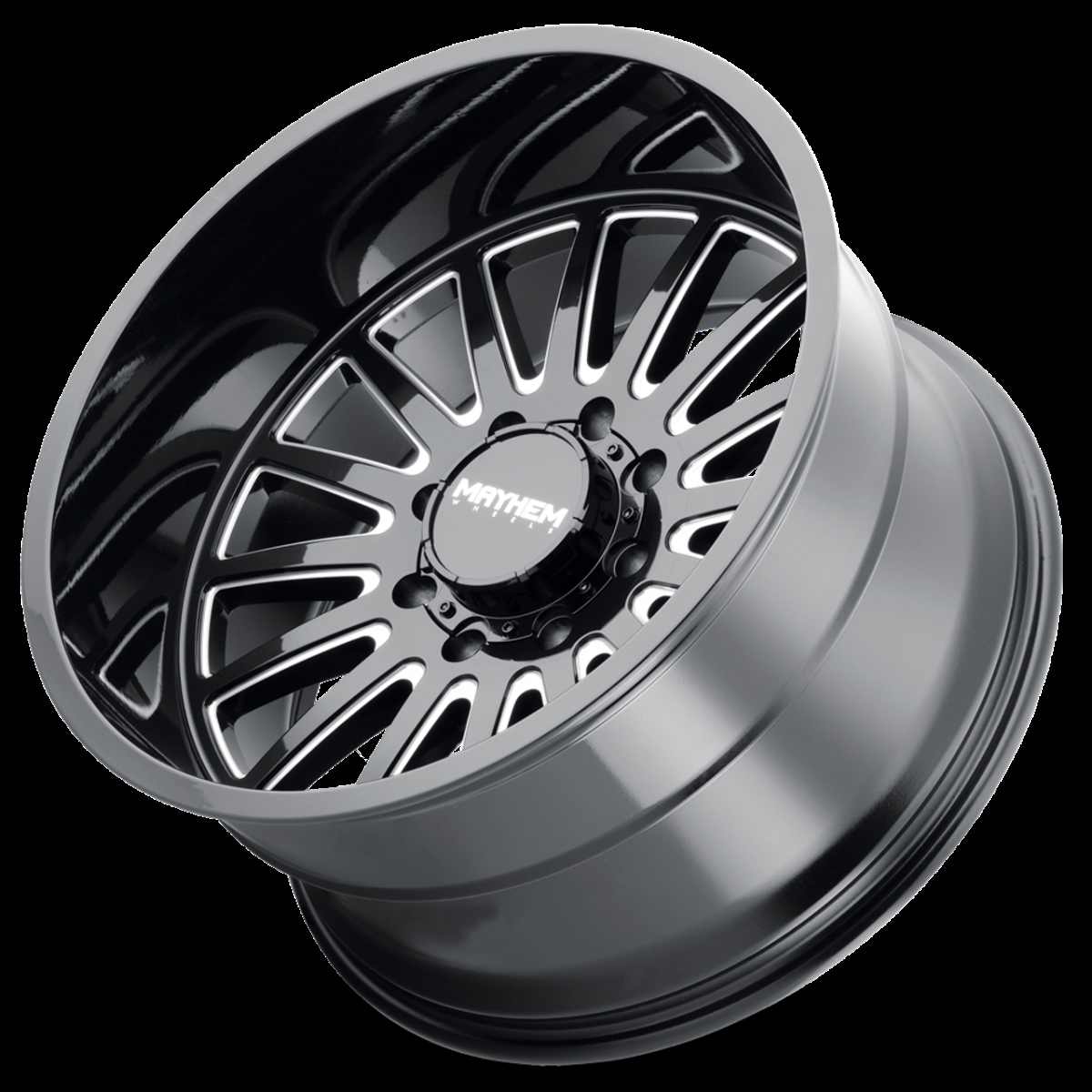 8114-2181BM 20 x 10 in. 8x165.1 BP, -19 mm Offset & 125.2 mm Hub 8114 Utopia Black with Milled Spokes Wheel