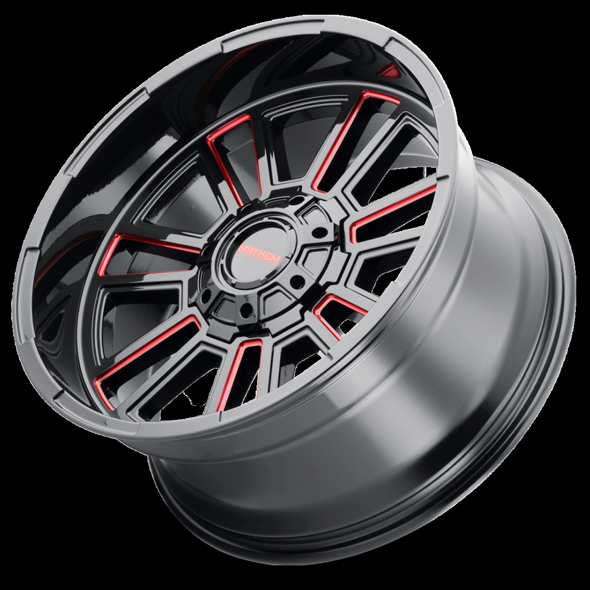 8115-2937BTR 20 x 9 in. 6x135 BP, 0 mm Offset & 106 mm Hub 8115 Apollo Black with Prism Red Wheel