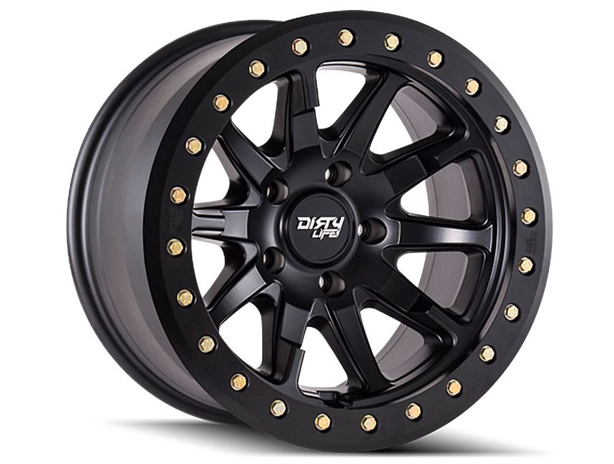 9304-2985MB12 20 x 9 in. 5x139.7 BP, 12 mm Offset & 87.1 mm Hub 9304 DT-2 Matte Black Beadlock Wheel