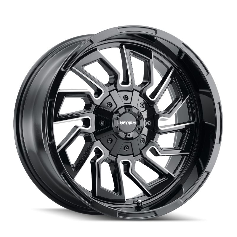 8111-2170BM 20 x 10 in. 8x170 BP, -19 mm Offset & 125.2 mm Hub 8111 Flywheel Black with Milled Spokes Wheel