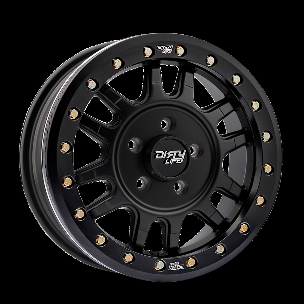 9309R-5765MB38 15 x 7 in. 5x114.3 BP, 38 mmOffset & 77 mm Hub 9309R Canyon Pro Matte Black Beadlock Wheel