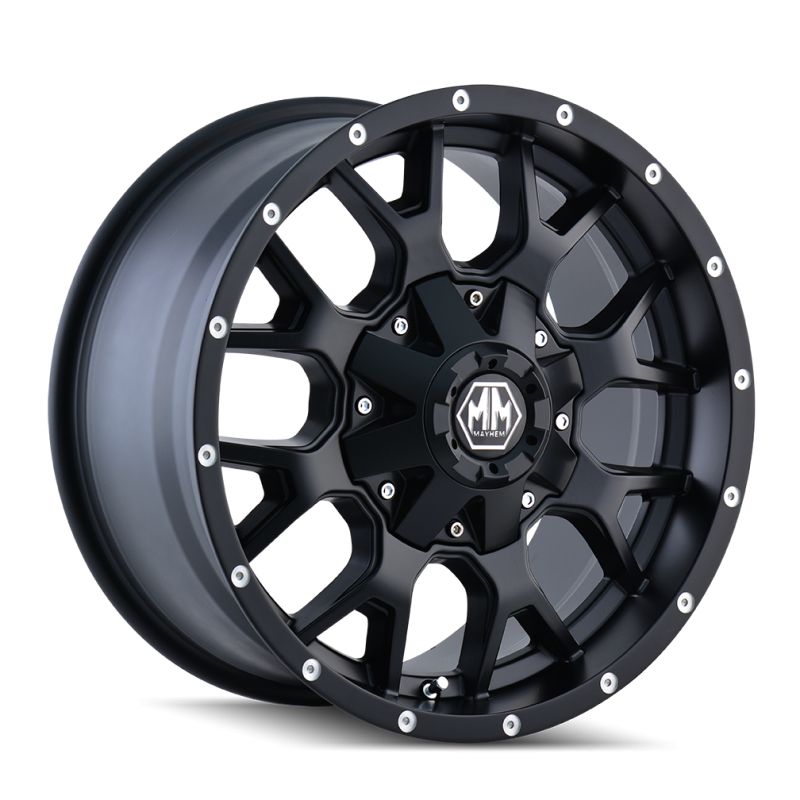 8015-7952MB18 17 x 9 in. 5x127 BP, 18 mm Offset & 87 mm Hub 8015 Warrior Matte Black Wheel