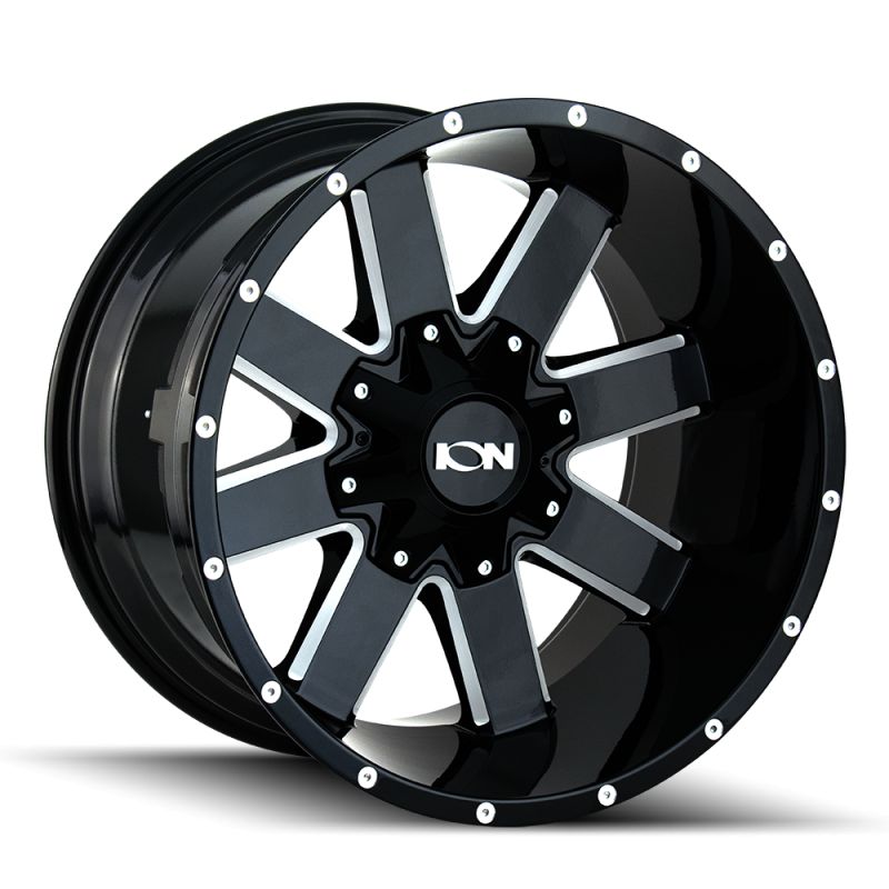 141-8952M18 18 x 9 in. 5x127 BP 18 mm Offset & 87.1 mm Hub 141 Series Gloss Black Milled Wheel -  ION Wheels