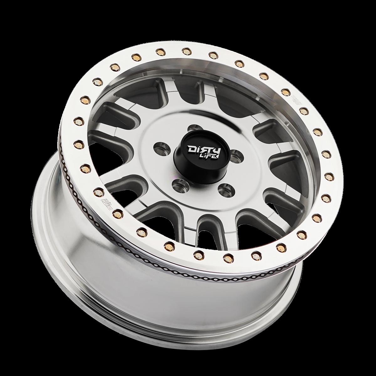 9309R-5765M38 15 x 7 in. 5x114.3 BP, 38 mmOffset & 77 mm Hub 9309R Canyon Pro Machined Beadlock Wheel