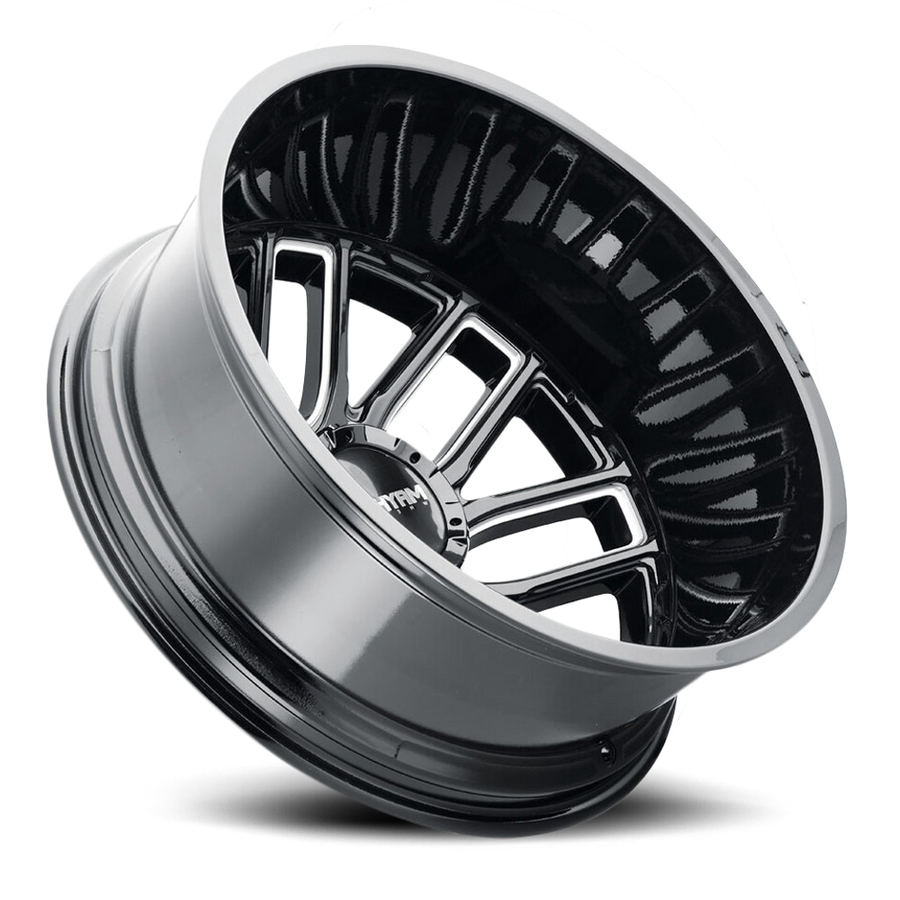 8107D-2881BMR232 20 x 8.25 Cogent Dually & 8 x 165.1 Bolt Pattern - 232 mm Offset & 121.3 mm Hub Black with Milled Spokes Wheel