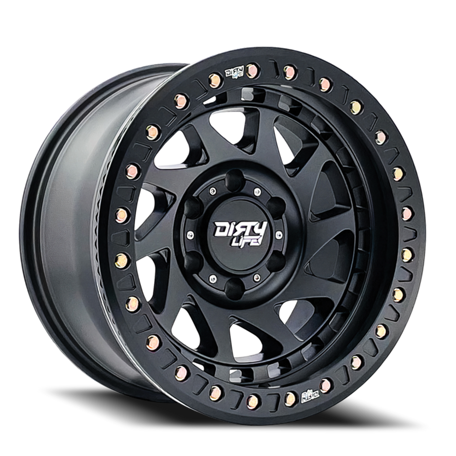 9313-7983MB12 17 x 9 Enigma Race & 6 x 139.7 Bolt Pattern - 12 mm Offset 106 mm Hub Matte Black Wheel