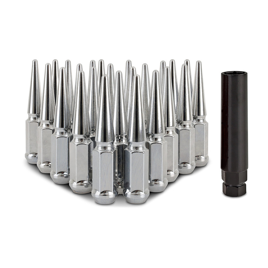 Steel Spiked Lug Nuts M12 x 1.5 Set Chrome - 24 Piece