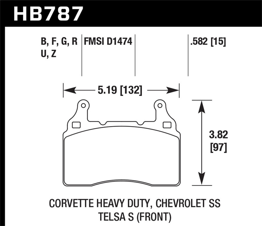 Hawk Performance HB787G.582 2015-2017 Chevy Corvette Z51 DTC-60 Race Front Brake Pads