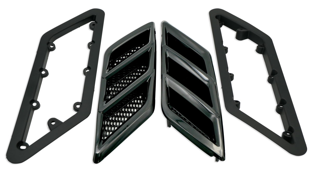 Gloss Black Fender Vent Heat Extractors for 2015-2023 Ford Mustang