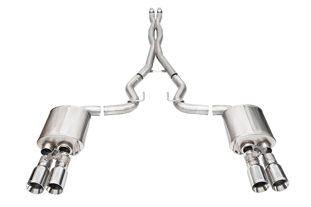 21260 3 in. Cat-Back Exhaust System with Twin 4 in. Polished Straight Tips for 2024 Plus Ford Mustang V8 5.0L -  CORSA Performance