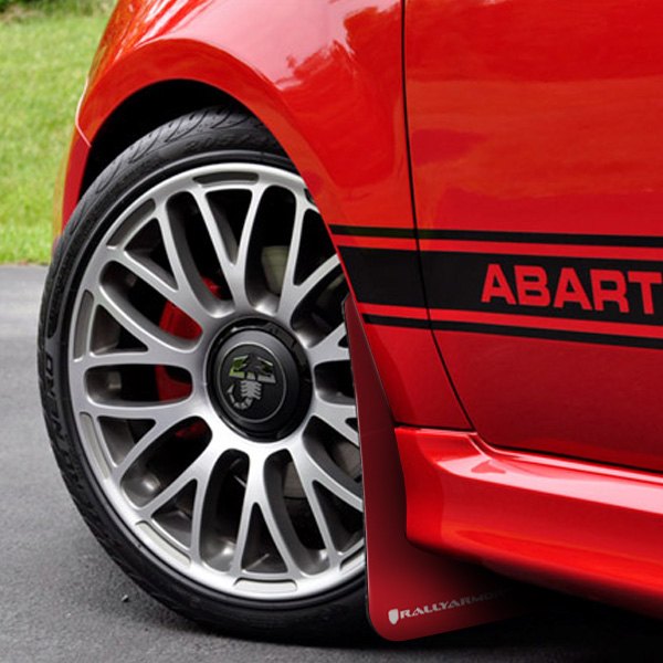 MF25-UR-RD-WH Red Mud Flap with White Logo for 12 Plus Fiat 500