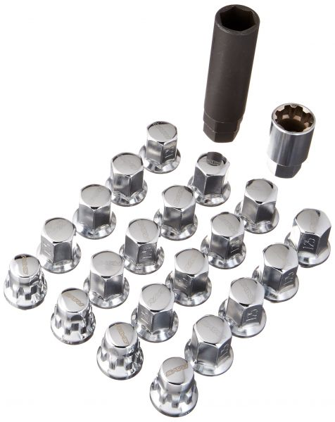 5 Hole Hex Lock & Nut Set, Chrome - M12 x 1.25 - 16 Piece