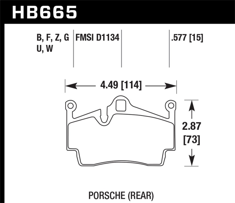Hawk Performance HB665Z.577 Ceramic Street Rear Brake Pads for 2014-2015 Porsche Cayman