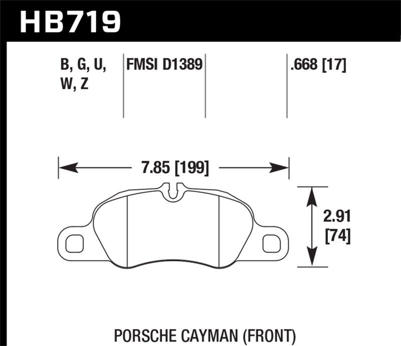 Hawk Performance HB719Z.668 Ceramic Front Brake Pads for 2013-2016 Porsche 911 Series