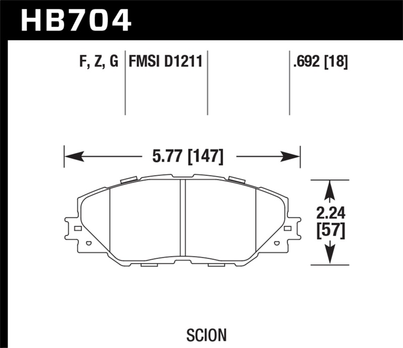 HPS Front Street Brake Pads for 09-10 Pontiac Vibe 2.4L & 11-12 Scion TC