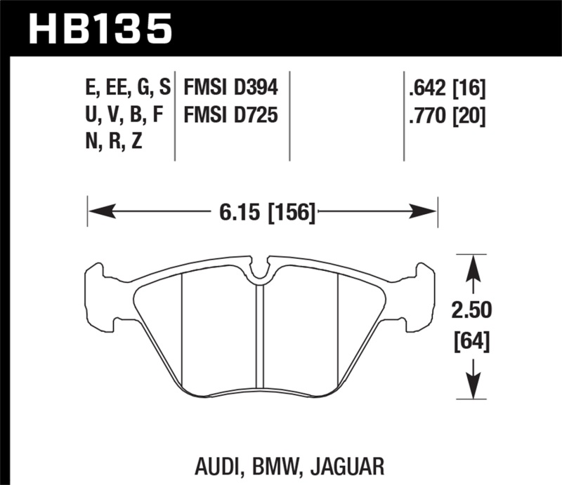 Hawk Performance HB135S.760 Race Front Brake Pads for 95-02 BMW M3 HT-10