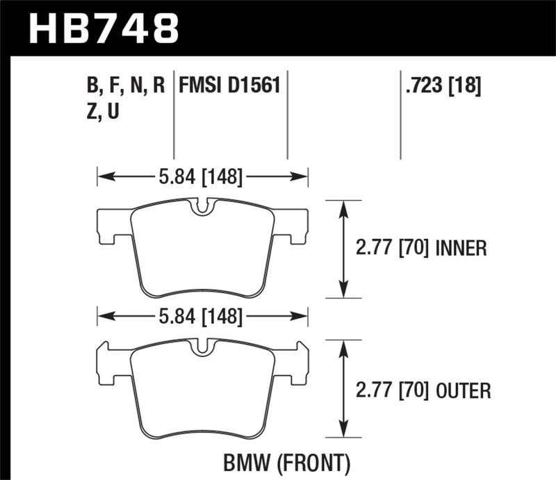 HPS Front Brake Pads for 13-14 BMW 328i-328i xDrive & 2014 428i-428i xDrive