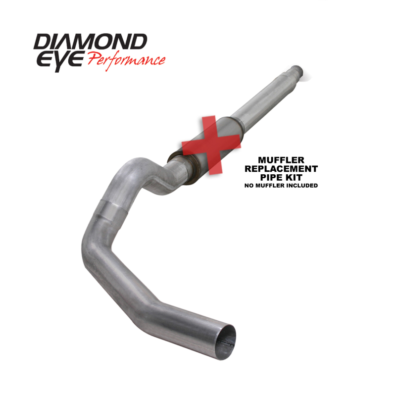 K5316A-RP 5 in. Aluminized Steel Muffler Delete Cat-Back Exhaust System with Single Side Exit for 1994-1997 Ford F250 & F350 Powerstroke 7.3L -  DIAMOND EYE PERFORMANCE