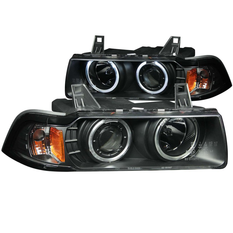 Picture of ANZO 121011 Halo CCFL G2 Projector Headlights for 1992-1998 BMW 3 Series E36 - Black
