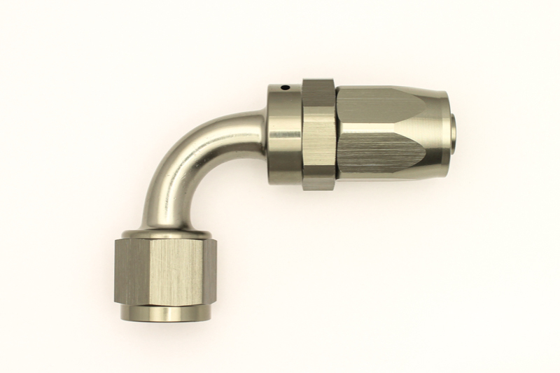 8AN 90 deg Female Swivel CPE Hose End