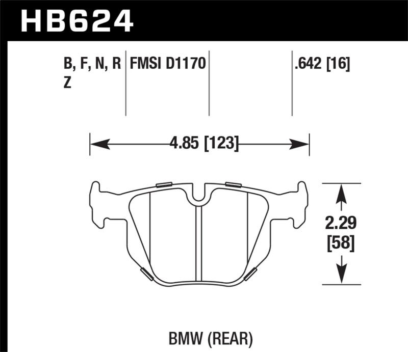 Hawk Performance HB624N.642 Street Rear Brake Pads for 2006 BMW 330i 330xi, 2007-2009 335i & 2007-2008 335xi 2009 335d & 2008-2009 328i HP Plus
