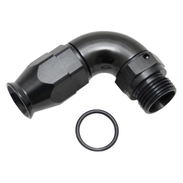 8AN Hose to -10 ORB Aluminum 90 deg Fitting for PTFE Hose