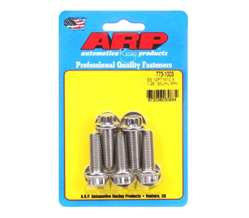 773-1003 M10 x 1.25 x 30 mm 12 Point Stainless Steel Bolts, Pack of 5