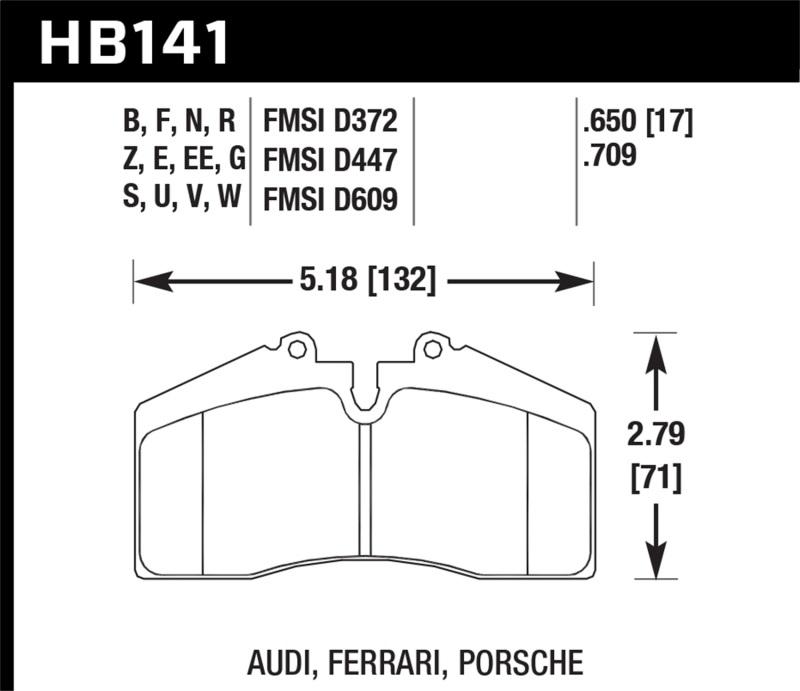 Hawk Performance HB141B.650 Front Brake Pads for 1986-1991 Porsche 928 CS HPS 5.0