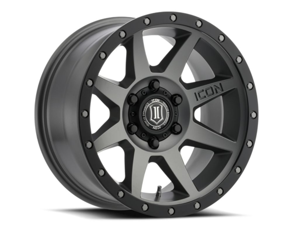 17 x 8.5 6x5.5 0 mm Offset 4.75 in. BS 106.1 mm Bore Titanium Rebound Wheel