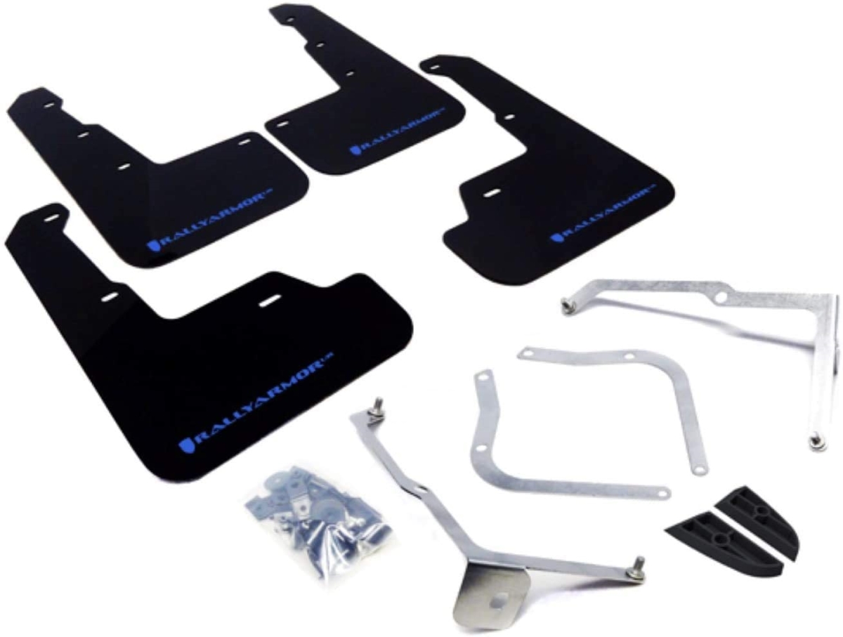 MF32-UR-BLK-LBL UR Black Mud Flap with Light Blue Logo for 2015 Plus Subaru WRX & Sti Sedan