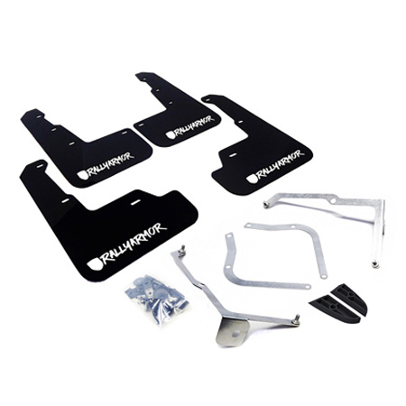 MF32-UR-BLK-WH-X Black Urethane Mud Flap with White Logo & Altered Font for 2015-Up Subaru WRX & STi Sedan
