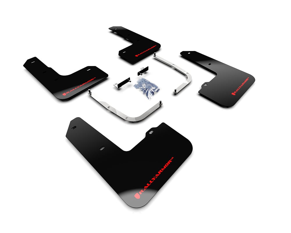 MF57-UR-BLK-RD Black Urethane Mud Flap with Red Logo for 2019-Up Hyundai Veloster N