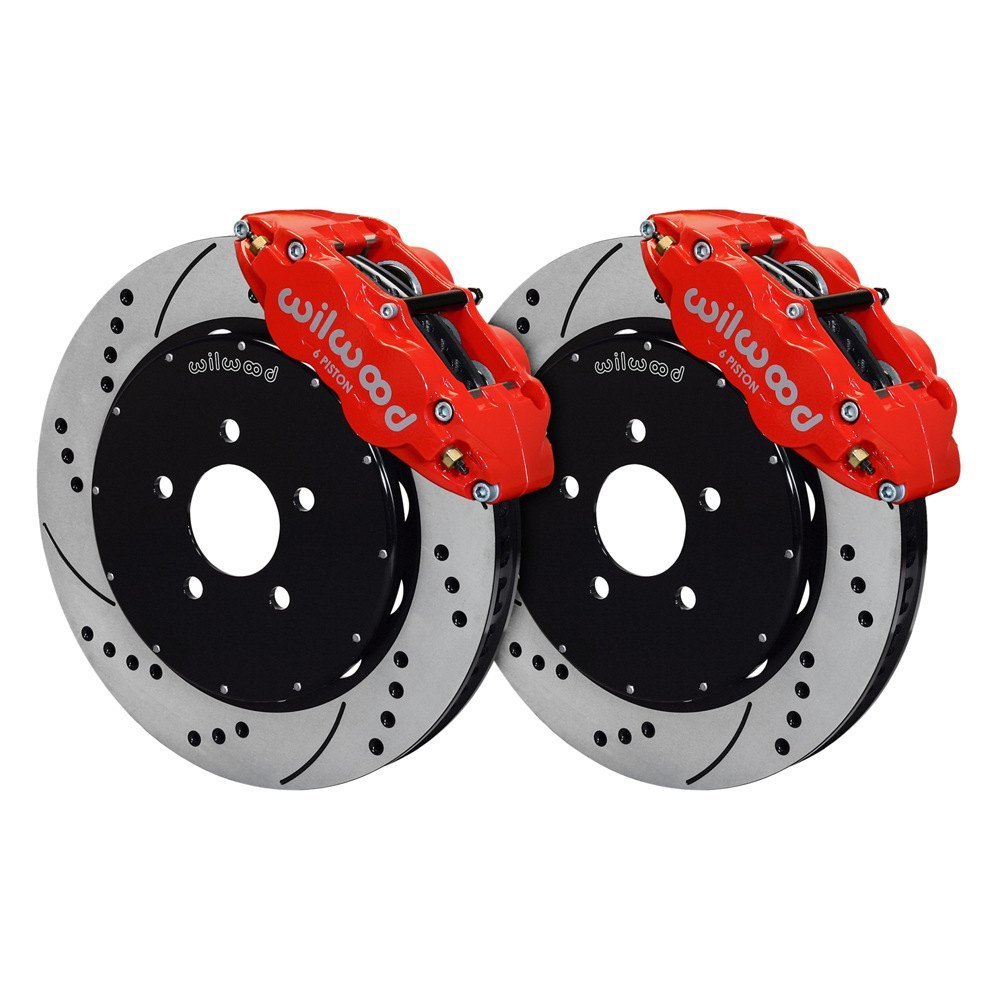 Narrow Superlite 6R Front 14 in. Drill Hat Kit for 1994-2004 Mustang - Red