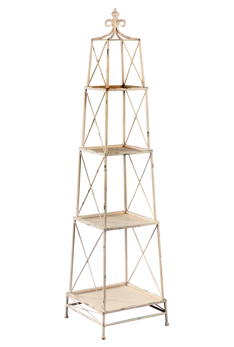 Picture of Tripar 59361 4 Tier Metal Stackable Obelisk Stand&#44; Cream & White